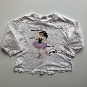 ZARA Kids Baby Toddler Girl T-shirt Top Ballet Girl Sz 2-3Y